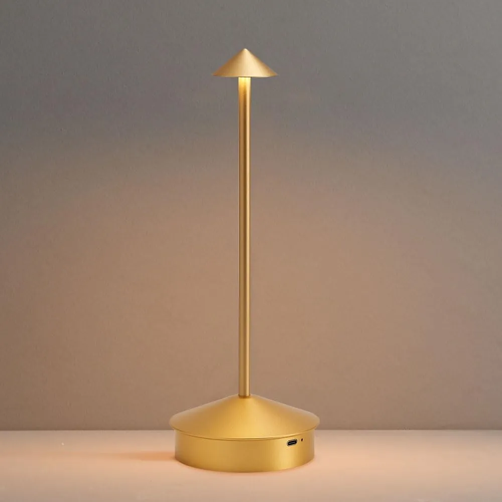 Modern Cordless Table Lamp, 6000mAh Rechargeable Table Lamps, Portable Touch LED Lamp, Outdoor Waterproof Dimmable Cordless Rechargeable Table Lamps for Restaurant/Patio/outdoor- Black (1 Pcs Gold)