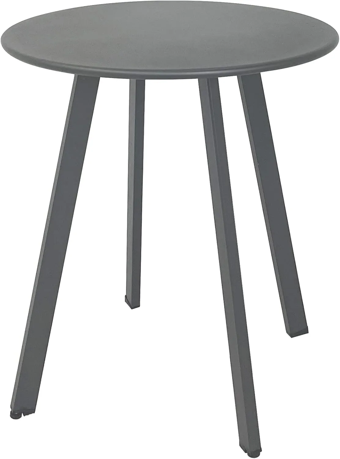 Modern Grey Round Metal Steel Side Table, 15.75" x 19.7", Indoor & Outdoor