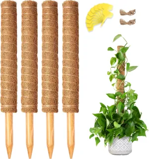 Monstera, 52 Inch Moss Stick, Coir Totem Plant Support for Indoor Potted Plants - 4 Pack