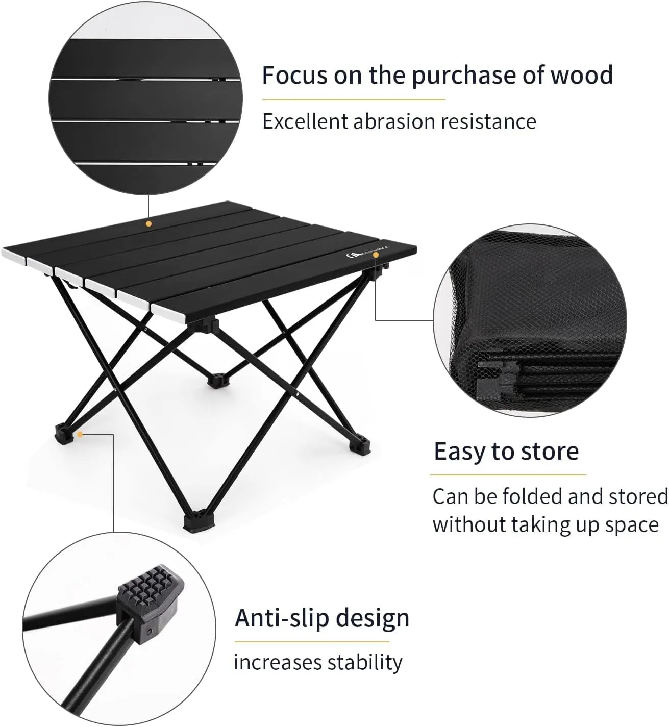 MOON LENCE Folding Beach Table, Small Folding Table, Outdoor Ultralight Aluminum Camping Table, Portable Compact Backpacking Table, Travel Table for Beach, Picnics, Cooking, Hiking