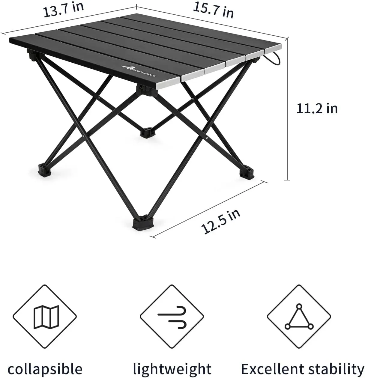 MOON LENCE Folding Beach Table, Small Folding Table, Outdoor Ultralight Aluminum Camping Table, Portable Compact Backpacking Table, Travel Table for Beach, Picnics, Cooking, Hiking