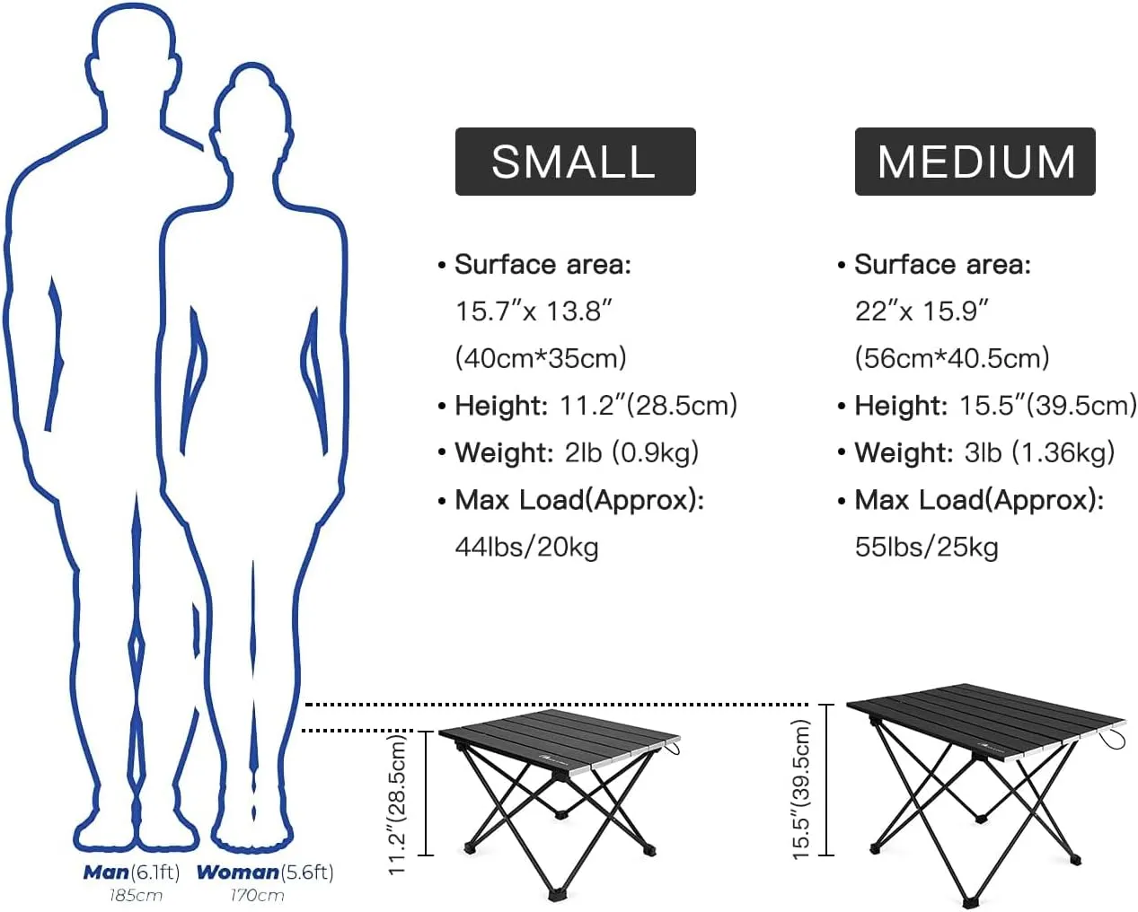 MOON LENCE Folding Beach Table, Small Folding Table, Outdoor Ultralight Aluminum Camping Table, Portable Compact Backpacking Table, Travel Table for Beach, Picnics, Cooking, Hiking