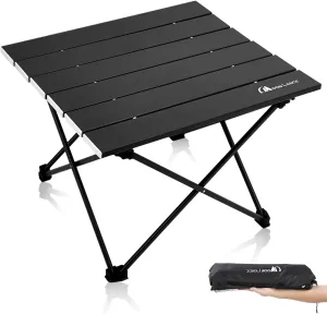 MOON LENCE Folding Outdoor Aluminum Camping Table Portable Ultralight Compact Backpacking Travel Table for Beach, Picnics, Hiking (Black, Middle)