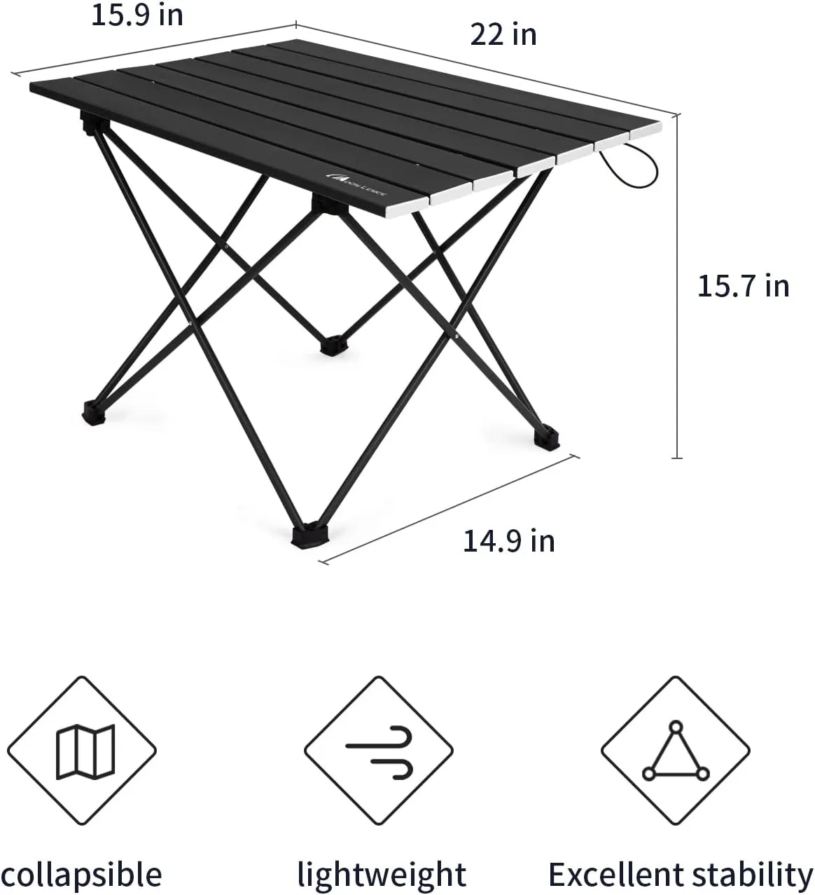 MOON LENCE Folding Outdoor Aluminum Camping Table Portable Ultralight Compact Backpacking Travel Table for Beach, Picnics, Hiking (Black, Middle)