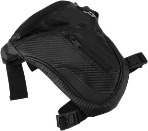 Motorcycle Leg Bag Lightweight Fashionable Men Riding Waist Bag Made of Imitation Carbon Fiber Leather Fabric Durable Motorbike Waist Pack for Hiking Climbing Cycling
