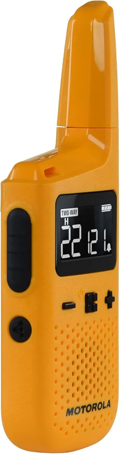 Motorola Solutions, Portable FRS, T380, Talkabout, Two-Way Radios, Rechargeable, W/ Charging Dock, 22 Channel, 25 Mile, Yellow, 2 Pack