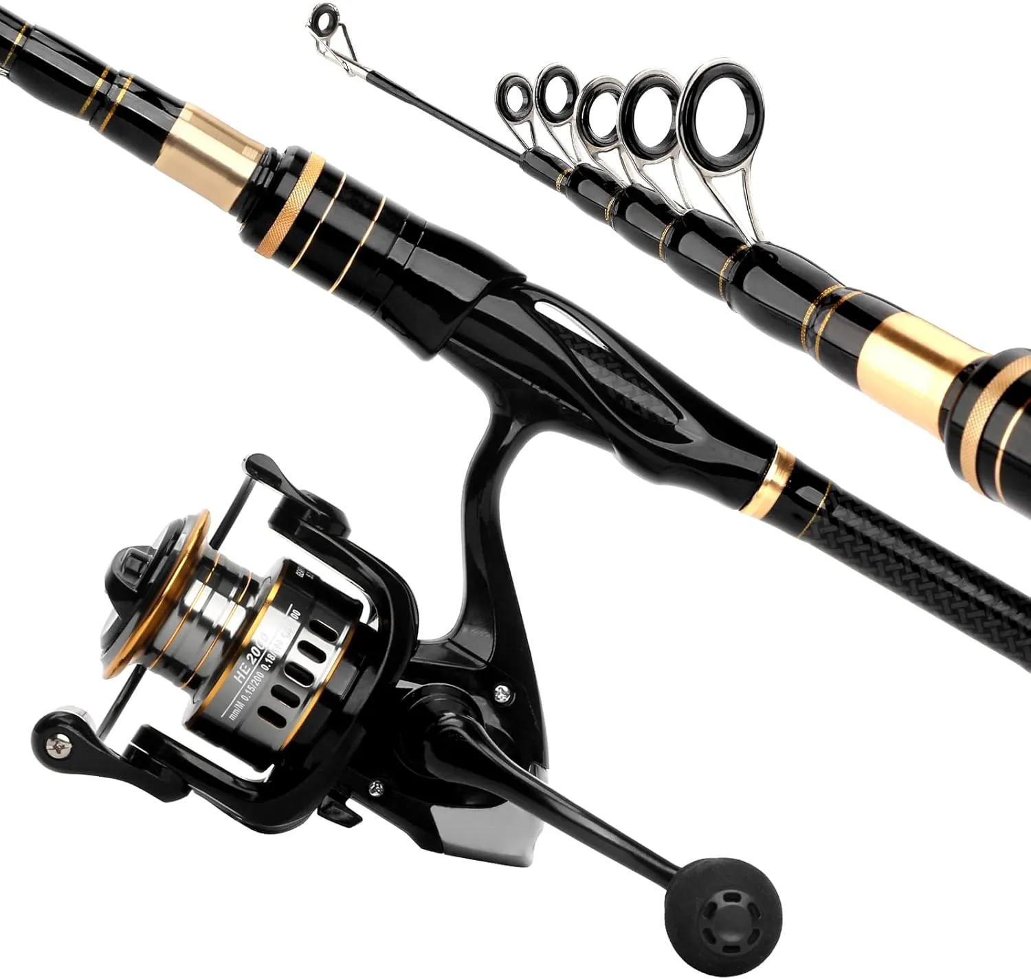 mouhike Carbon Fiber Telescopic Fishing Rod Reel Combo Lightweight Collapsible Spinning Pole Reel Kit Fishing Gear Set Portable Travel Fishing Kit with Tackle Bag Lures Hooks Fishermen Gift