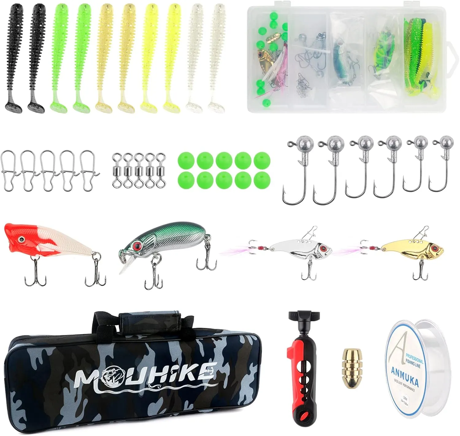 mouhike Carbon Fiber Telescopic Fishing Rod Reel Combo Lightweight Collapsible Spinning Pole Reel Kit Fishing Gear Set Portable Travel Fishing Kit with Tackle Bag Lures Hooks Fishermen Gift