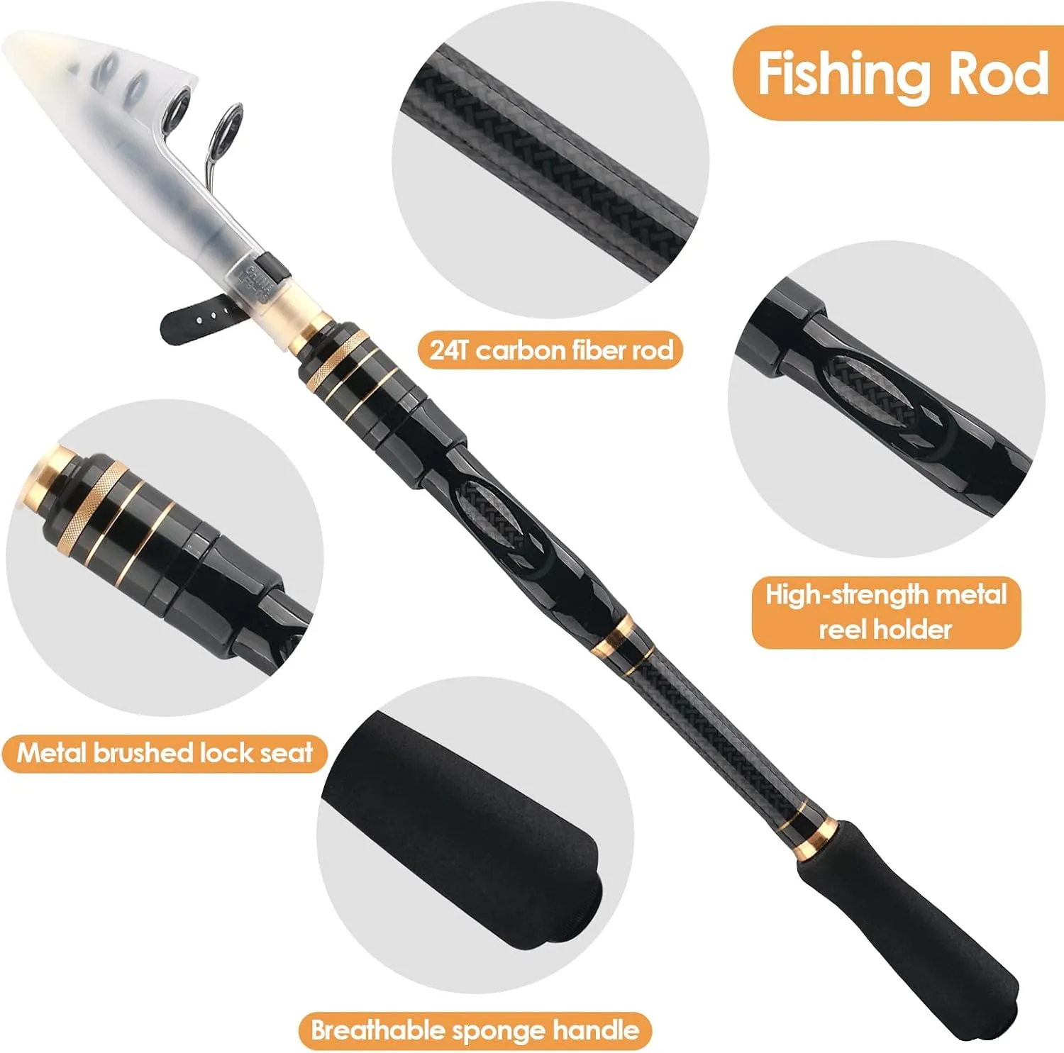 mouhike Carbon Fiber Telescopic Fishing Rod Reel Combo Lightweight Collapsible Spinning Pole Reel Kit Fishing Gear Set Portable Travel Fishing Kit with Tackle Bag Lures Hooks Fishermen Gift