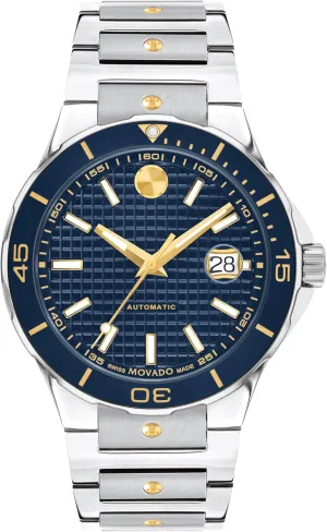 Movado S.E. Diver Automatic Men's Sport Watch - Swiss Automatic Movement, Stainless Steel Link Bracelet - 20 ATM Water Resistance - Luxury Fashion Timepiece for Him - 43mm