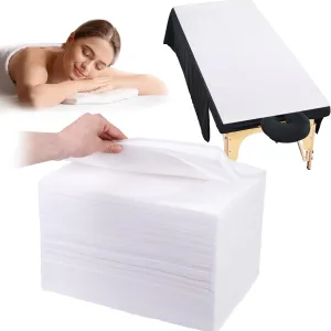 MRJ White 100Pcs 31''×71'' Disposable Massage Bed Sheets with Breathable Non-Woven Massage Table Covers Bed Table Sheet for Spa,Salon,Tatto,Travel