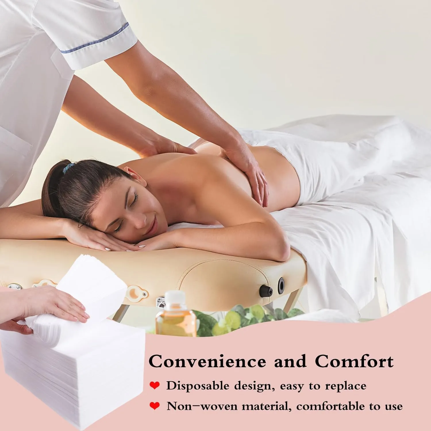 MRJ White 100Pcs 31''×71'' Disposable Massage Bed Sheets with Breathable Non-Woven Massage Table Covers Bed Table Sheet for Spa,Salon,Tatto,Travel
