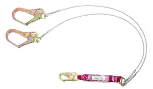MSA 10088212 Sure-Stop Cable Energy-Absorbing Lanyard with 36C Harness Connection and Two 36CL Anchorage Connection, Twin-Leg, 6' Length