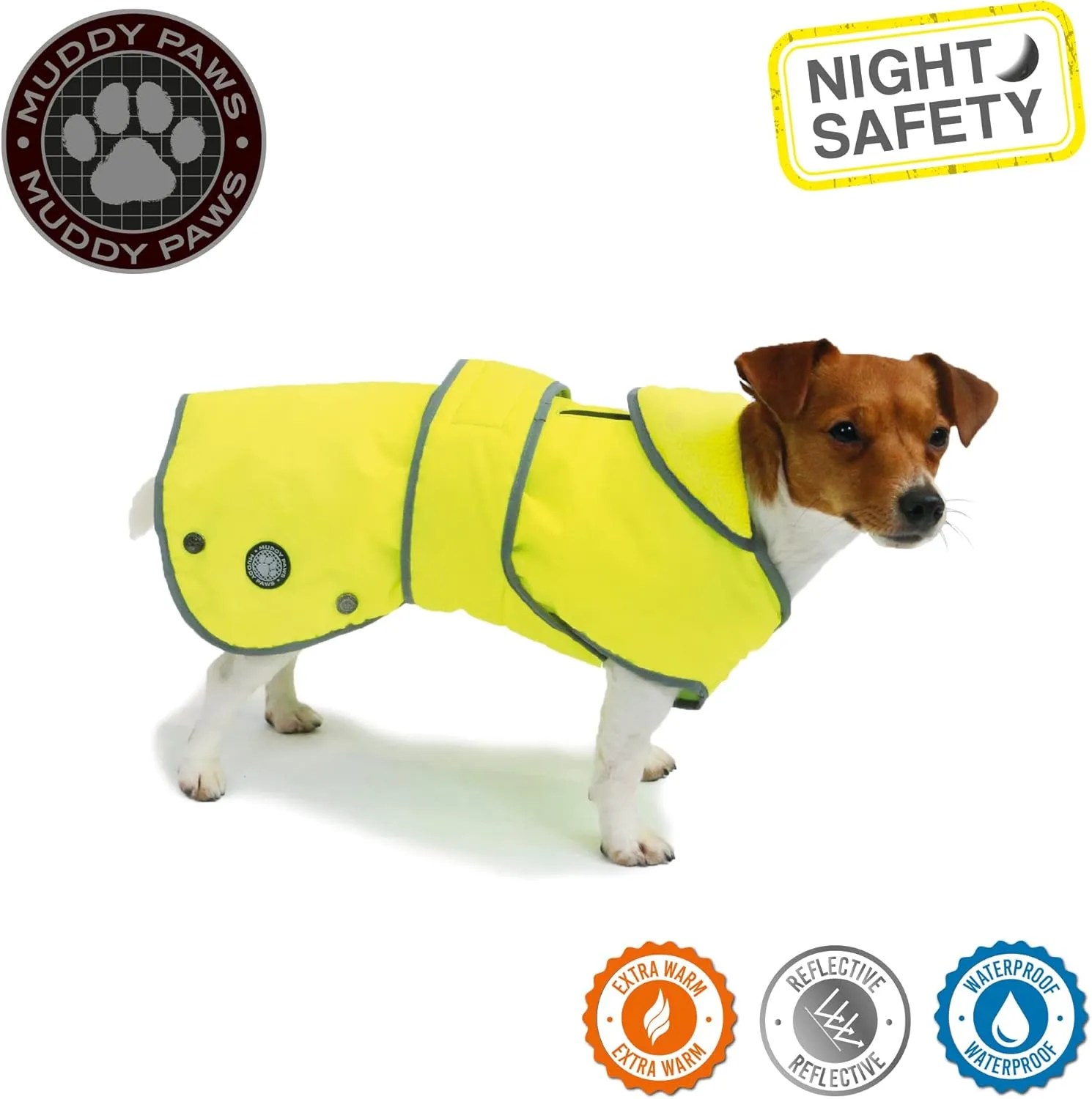 Muddy Paws All Weather Stormguard Coat Hi-Vis. Size Small (Length 30 cm, up to 52cm Girth)