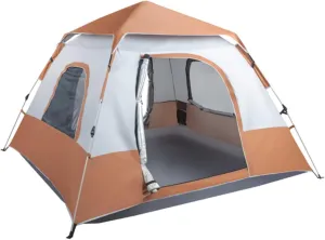Multifunctional Four-Person Family Tent Camping Tent Brown Simple Tent Waterproof Instant Tent Large Family Camping Tent Beach Tent Space 240 * 240 * 150cm