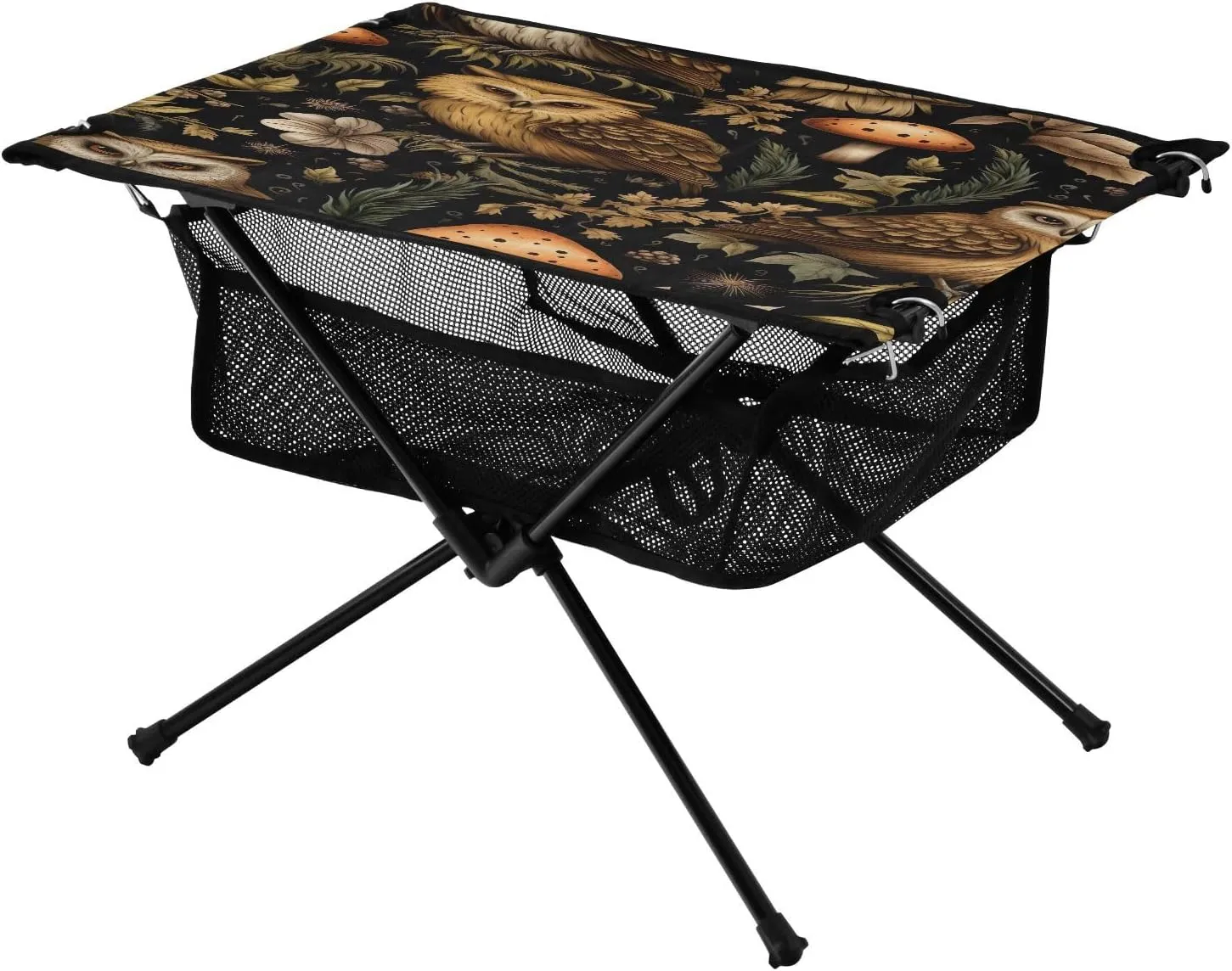 Mushrooms and Leaves Portable Folding Camping Table, Compact Lightweight Beach Table with Carrying Bag for Outdoor Picnics, BBQs, Camp