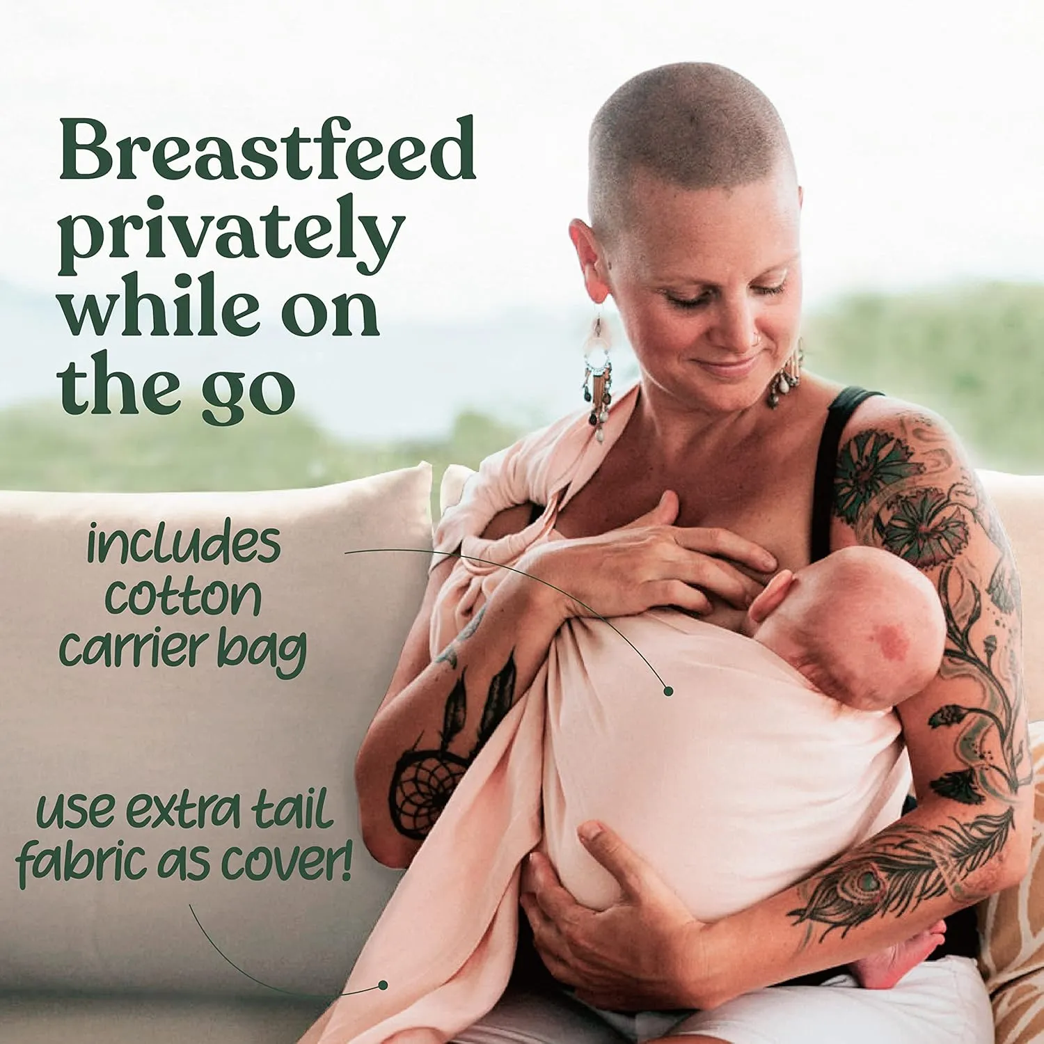 Nalakai Luxury Ring Sling Baby Carrier, Soft Linen Blend Baby Sling, Baby Wrap, Wear Your Little One Close to Your Heart, Comfort, Style