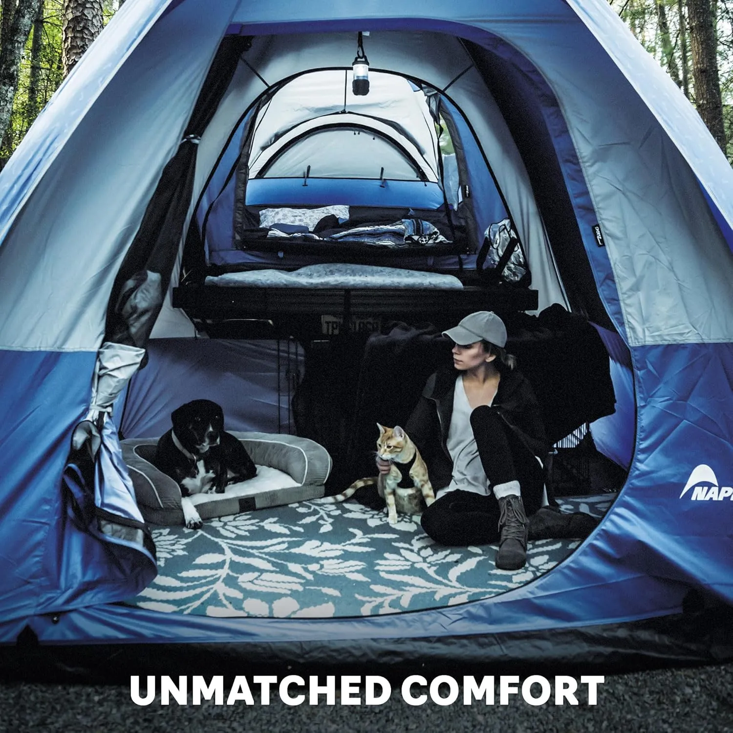 Napier Sportz Link Portable 4 Person Truck Bed Attachment Outdoor Camping Tent with Convenient Carry Bag, Blue (Trunk Tent Not Included)