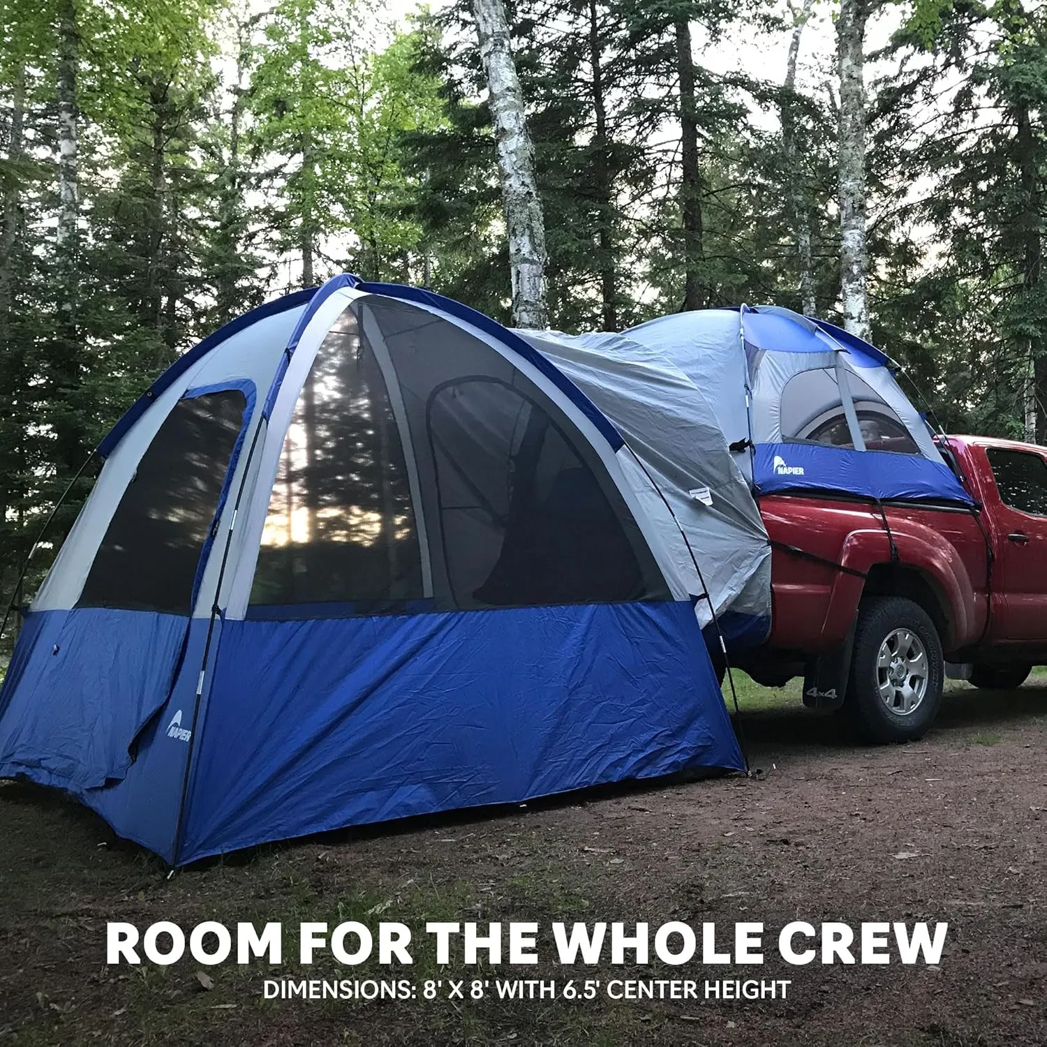 Napier Sportz Link Portable 4 Person Truck Bed Attachment Outdoor Camping Tent with Convenient Carry Bag, Blue (Trunk Tent Not Included)
