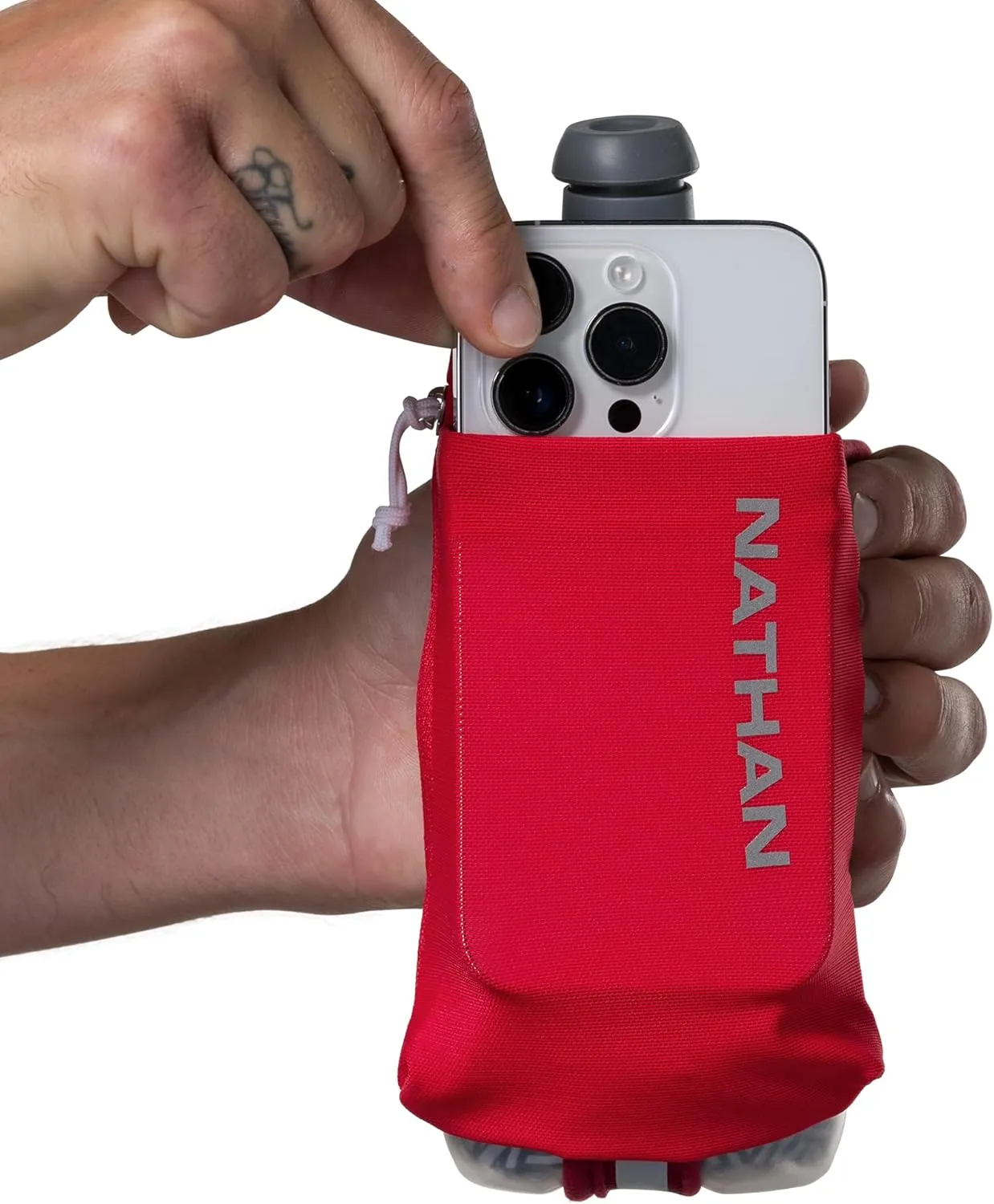 Nathan - SpeedDraw 2 12oz Ins. Flask Ribbon Red/Reflective Silver OSFA