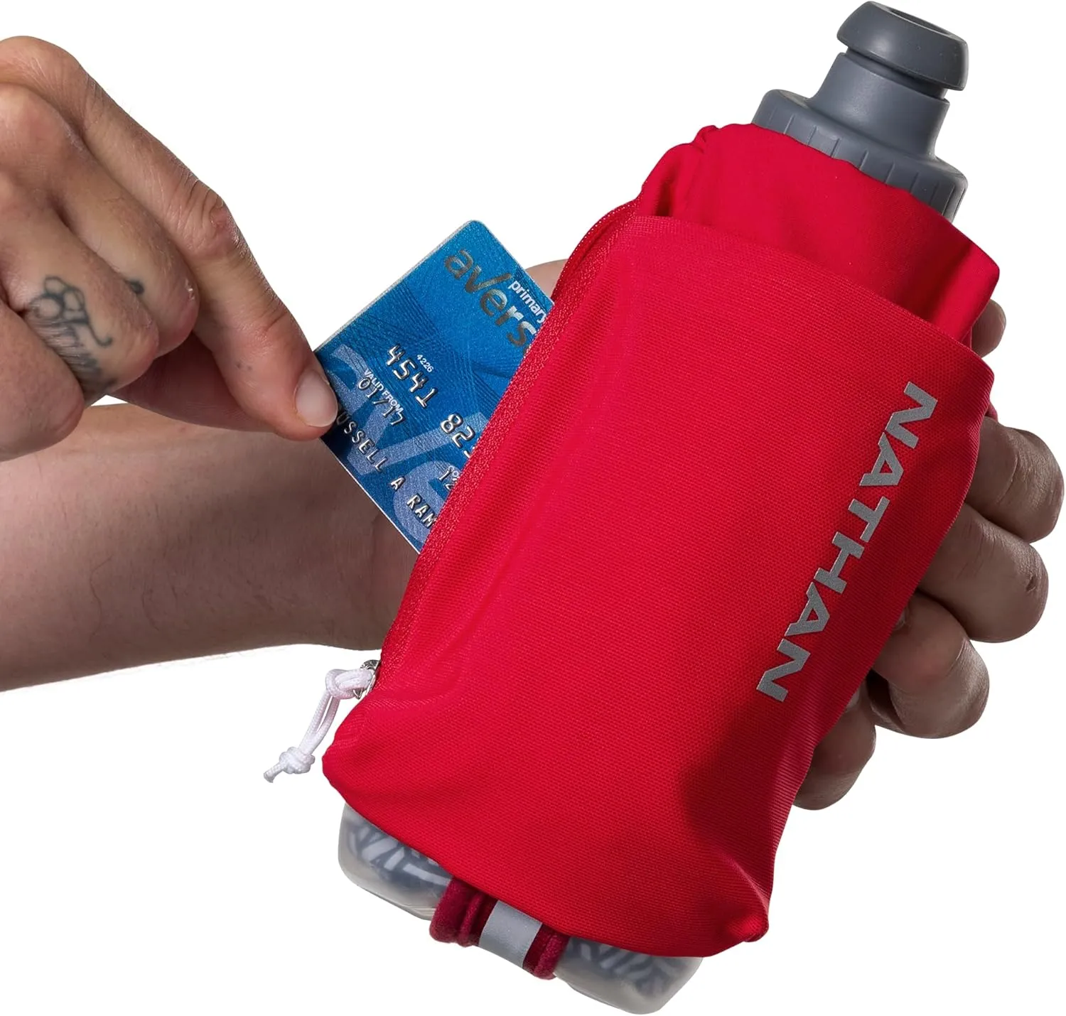 Nathan - SpeedDraw 2 12oz Ins. Flask Ribbon Red/Reflective Silver OSFA
