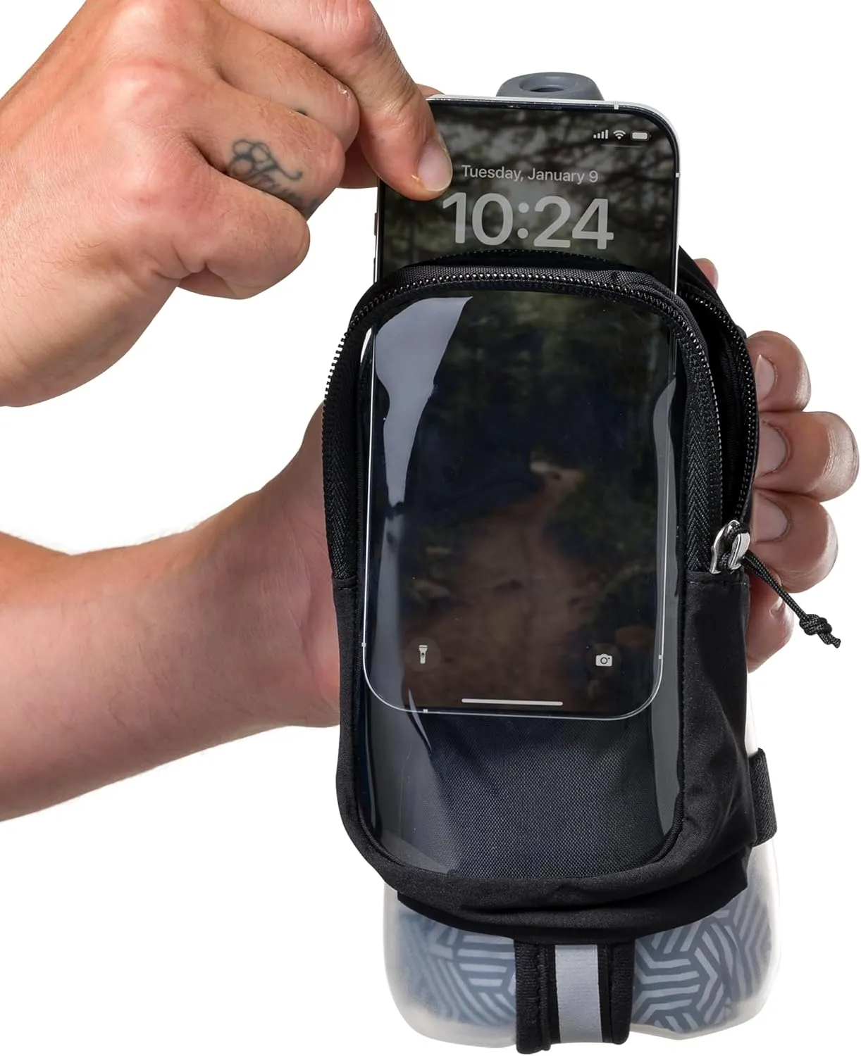 Nathan - SpeedDraw 2 View 18oz Ins. Flask Black/Reflective Silver OSFA