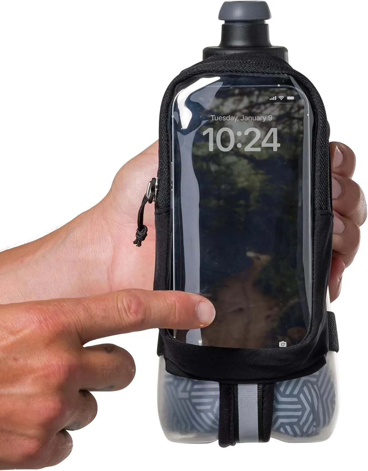 Nathan - SpeedDraw 2 View 18oz Ins. Flask Black/Reflective Silver OSFA