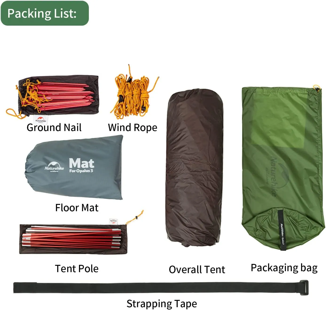 Naturehike Opalus Tunnel Backpacking Tent for 2-3 Person, 2 Person 3 Person Backpacking Tent, Lightweight Camping Tent with Footprint & Vestibule
