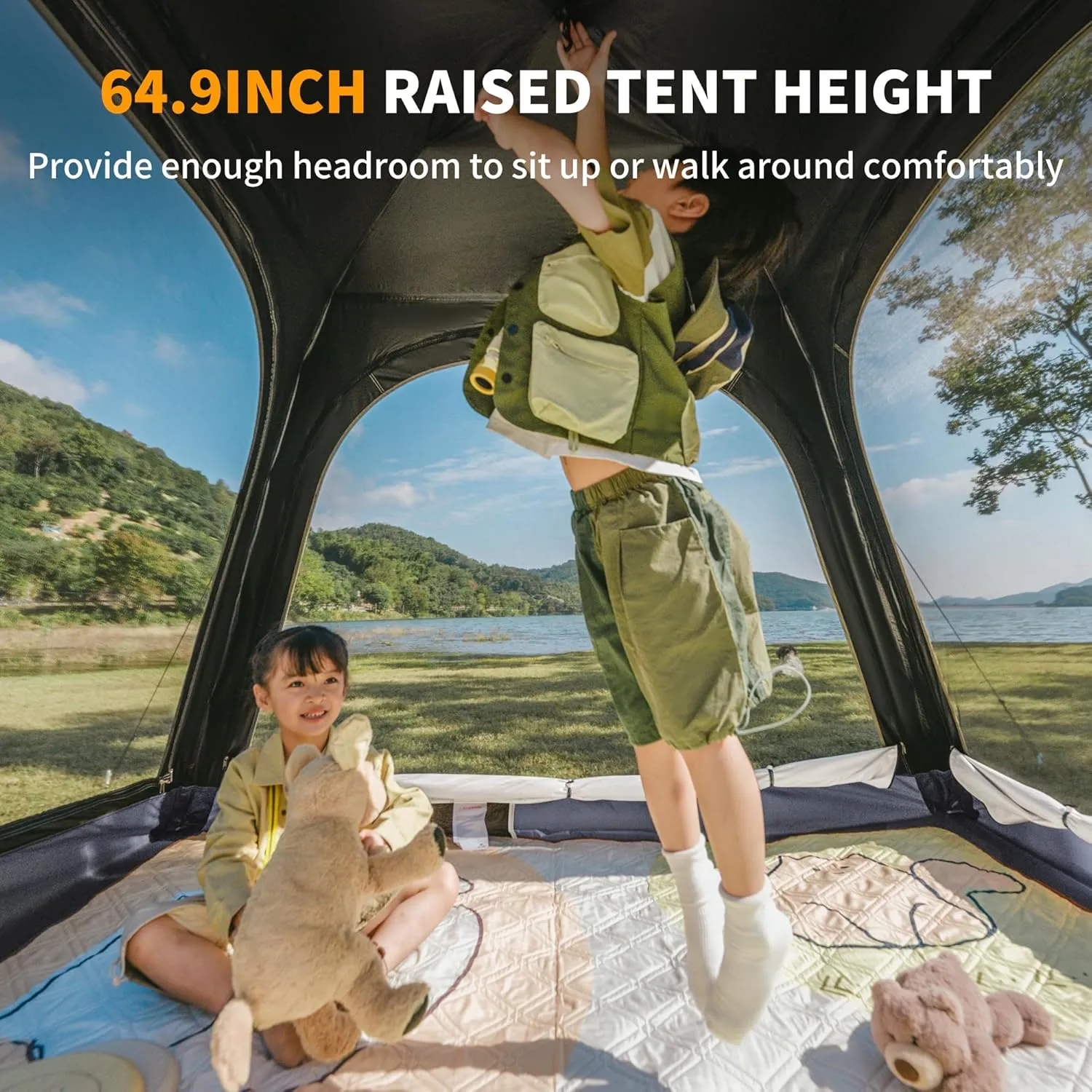 Naturehike Upgraded Ango 3-4 Person Blackout Tent,Instant Pop up Tents for Camping, Waterproof Anti-UV Camping Tent