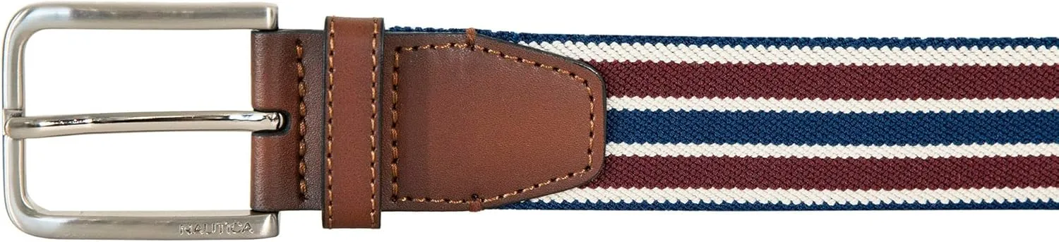 Nautica Men's Stretch Belt | Elastic | Adjustable | Classic | Everyday | Business | Work | Casual | Metal Buckle