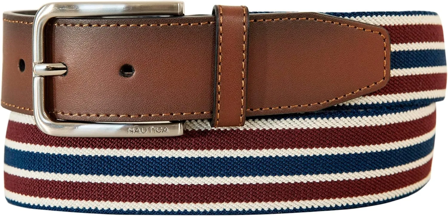 Nautica Men's Stretch Belt | Elastic | Adjustable | Classic | Everyday | Business | Work | Casual | Metal Buckle