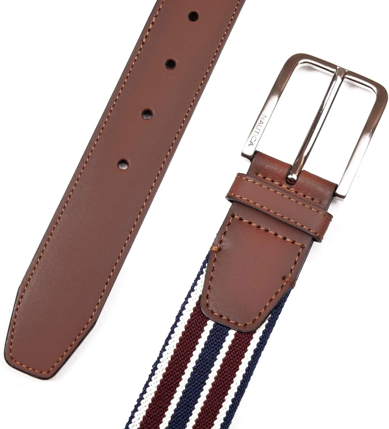Nautica Men's Stretch Belt | Elastic | Adjustable | Classic | Everyday | Business | Work | Casual | Metal Buckle