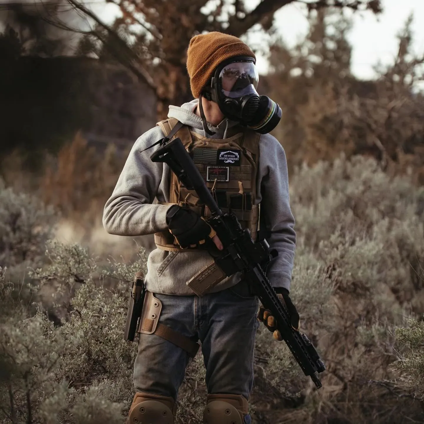NB-100 Dark Amber Full Face Tactical Gas Mask Respirator - Gas Masks Survival Nuclear and Chemical Military Grade with A2B2E2K1P3 R 40mm Canister Filter, Compatible with Hazmat Suit, EN136:1998 CL2