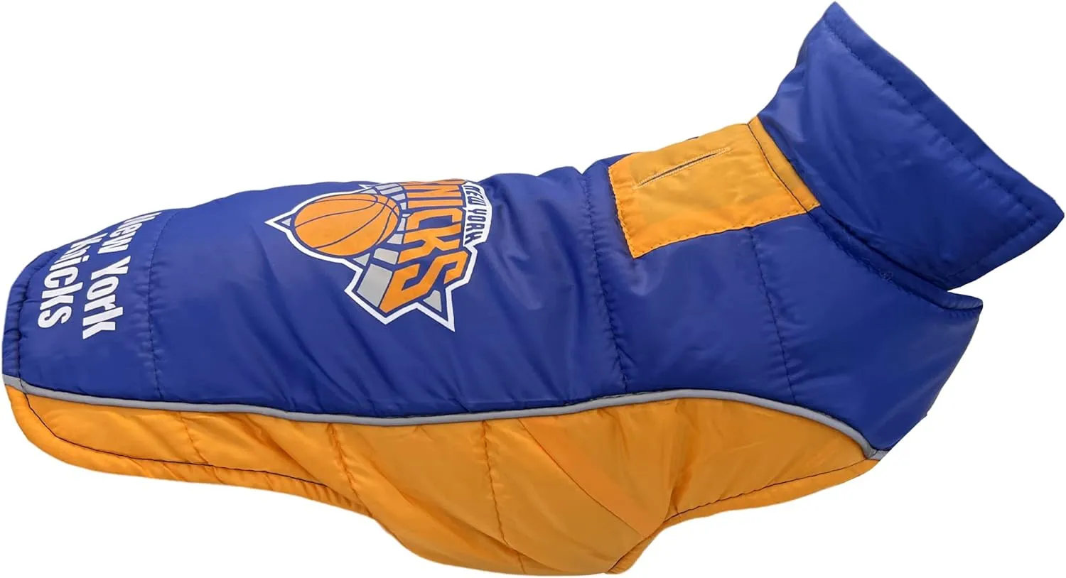 NBA New York Knicks Puffer Vest for Dogs & Cats, Size Small. Warm, Cozy, and Waterproof Dog Coat, for Small and Large Dogs/Cats. Best NBA Licensed PET Warming Sports Jacket