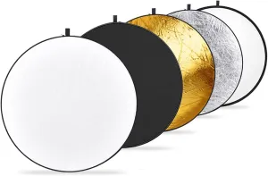 NEEWER 32 Inch/80 Centimeter Light Reflector Light Diffuser 5 in 1 Collapsible Multi Disc with Bag - Translucent, Silver, Gold, White, and Black for Studio Photography Lighting and Outdoor Lighting