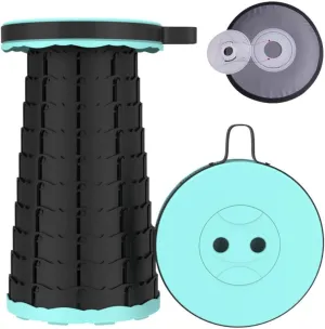 NEFSO Collapsible Stool - Telescoping Camping Stool - Telescoping Stool with Cushion, for Adults for Camping Fishing Hiking BBQ, Sets up in 2 Seconds, Max Load 770lbs-Lake Green