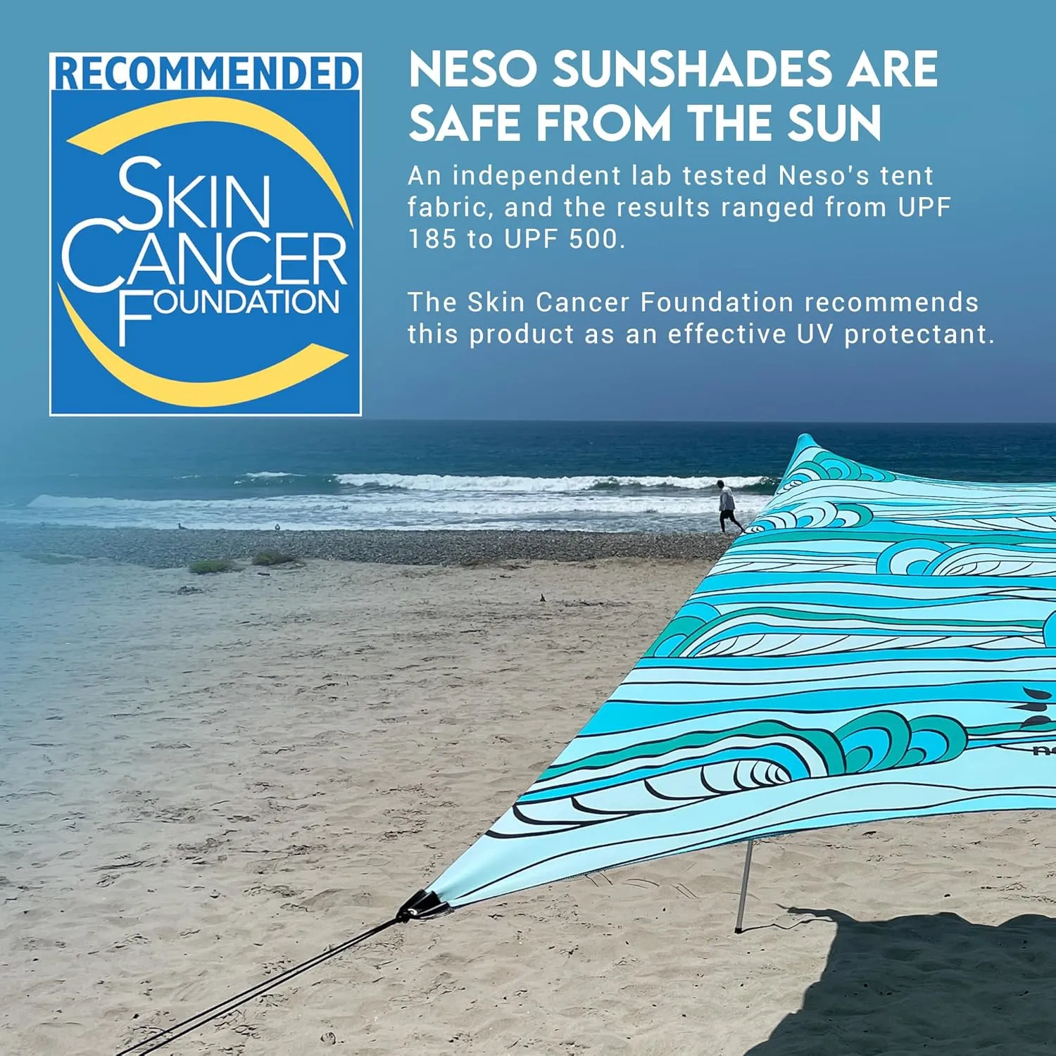 Neso Gigante - Portable Beach Tent - Ideal to Enjoy with Family and Friends - UPF 50 , Water-Resistant, and Lightweight - Swells, 11' x 11'