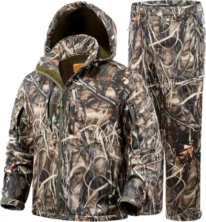 NEW VIEW Camo Hunting Clothes for Men, Quiet Warm Fleece Lining, Cold Weather Deer Hunting Jacket and Pants with Face Mask