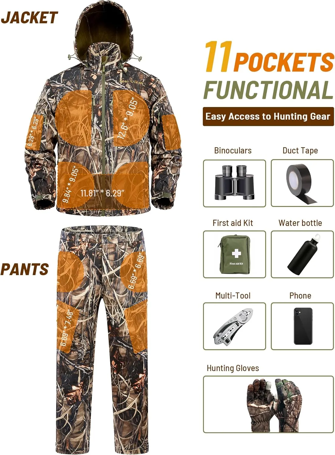 NEW VIEW Camo Hunting Clothes for Men, Quiet Warm Fleece Lining, Cold Weather Deer Hunting Jacket and Pants with Face Mask