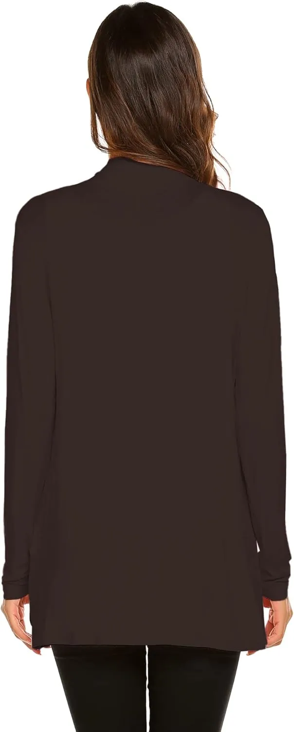 Newchoice Womens Casual Lightweight Long Sleeve Cardigan Soft Drape Open Front Fall Dusters (S-3XL)