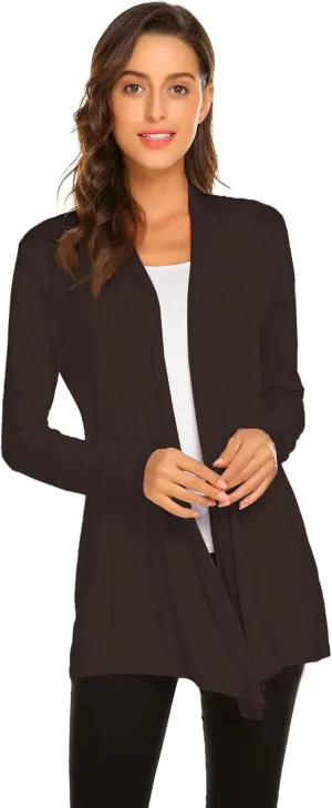 Newchoice Womens Casual Lightweight Long Sleeve Cardigan Soft Drape Open Front Fall Dusters (S-3XL)