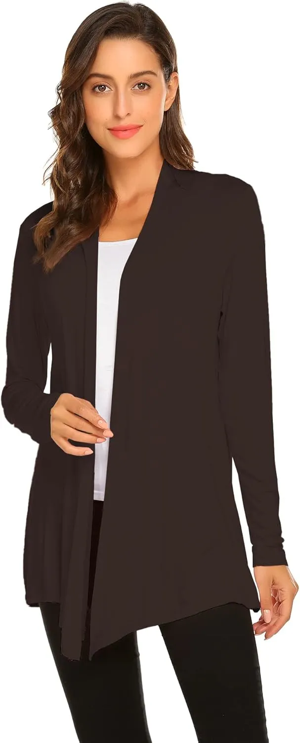 Newchoice Womens Casual Lightweight Long Sleeve Cardigan Soft Drape Open Front Fall Dusters (S-3XL)