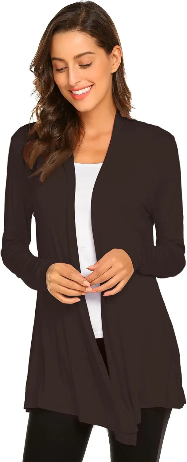 Newchoice Womens Casual Lightweight Long Sleeve Cardigan Soft Drape Open Front Fall Dusters (S-3XL)