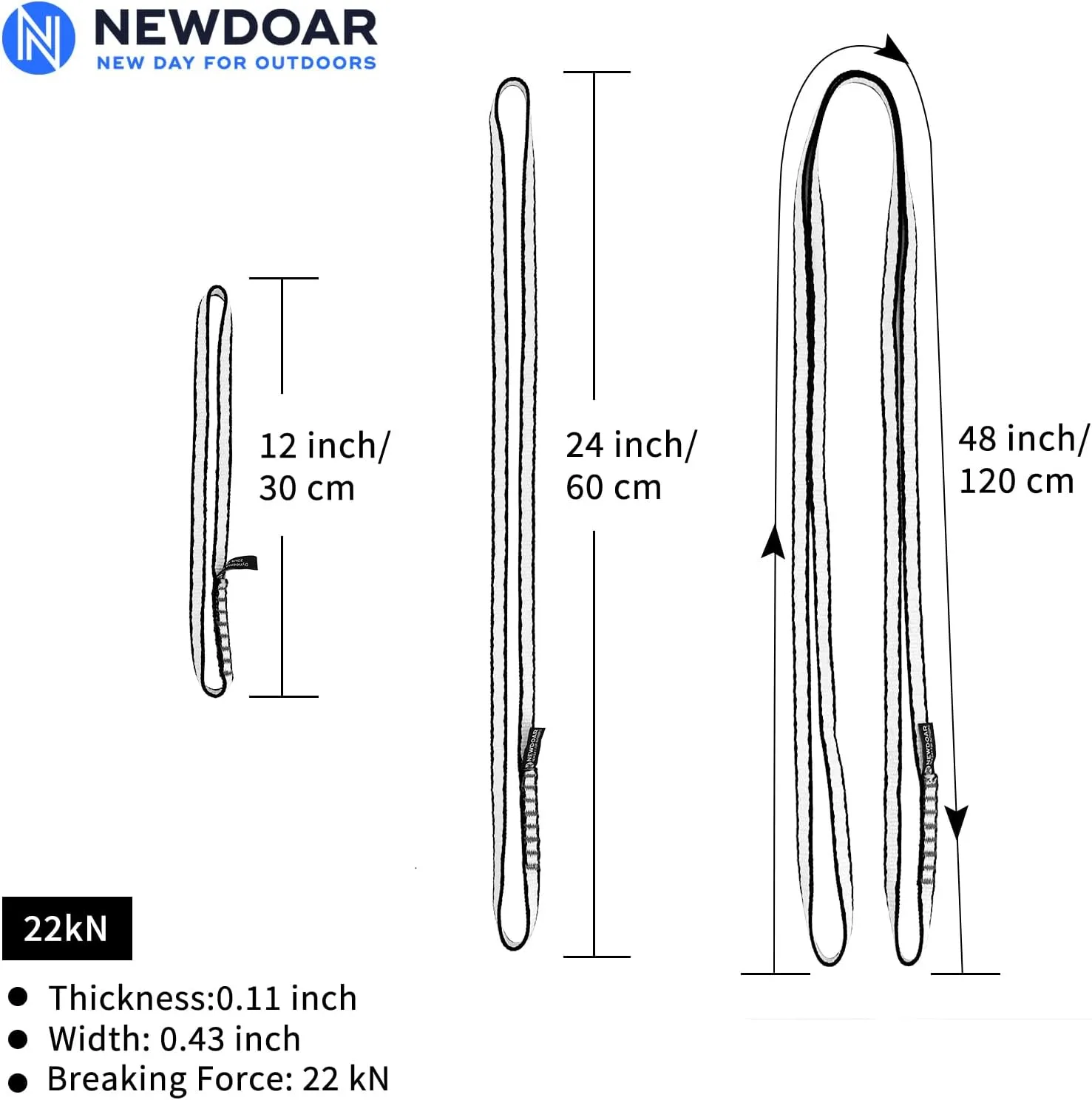 NewDoar Climbing Sling 10mm Dyneema Sling Runners 22KN 4840LB Climbing Utility Cord Rock Climbing, Creating Anchors System, Rappelling Gear, Perfect for Tree Work