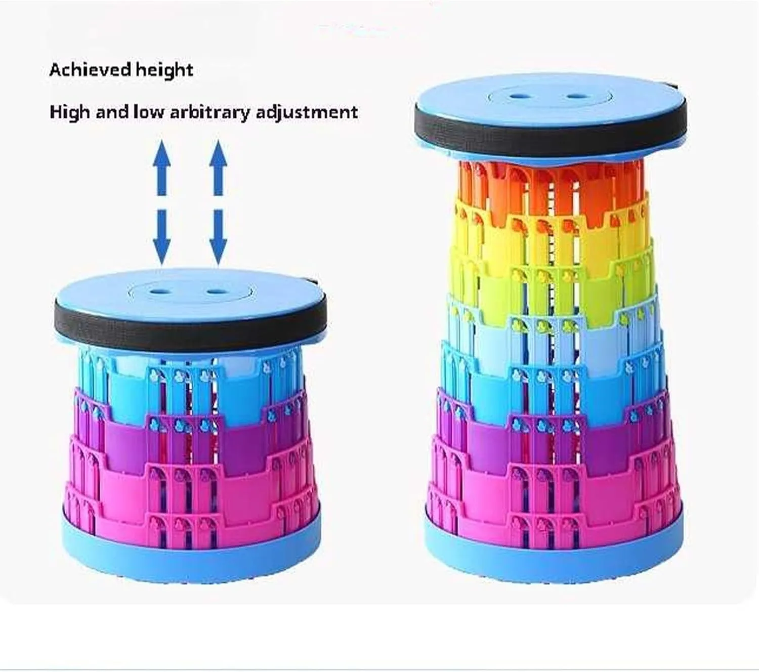 Newly Upgraded Portable Collapsible Telescopic Stool, Sturdy Foldable Stool with Load Capacity of 660lbs, Retractable Camping Stool for Hiking, Fishing Tours Indoor & Outdoor(Black)