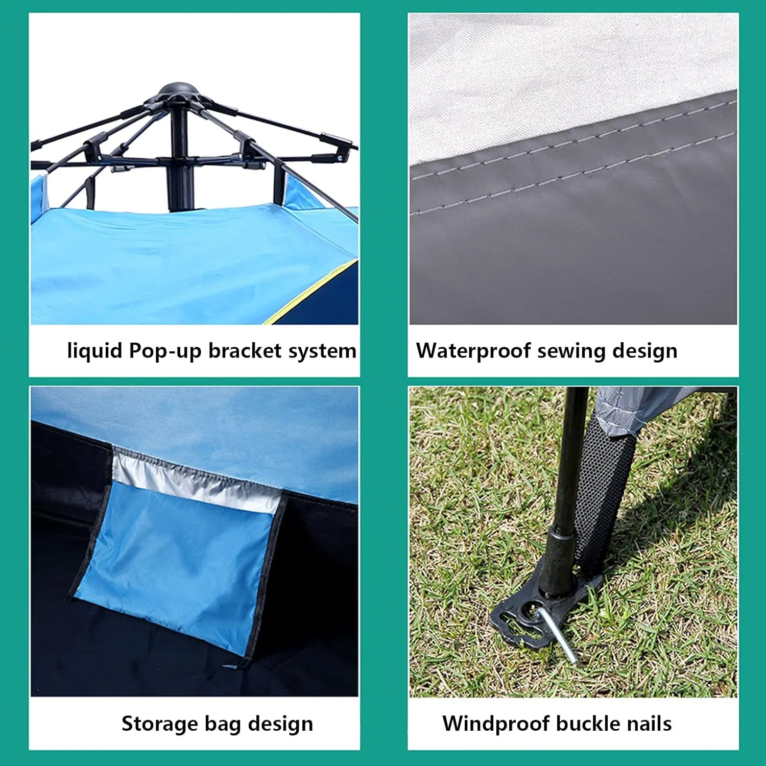 NIEH Outdoor Camping Tent Family Waterproof Camping Tents Easy Setup with Moisture-Proof pad Tent Sun Shade 2/3／4 Person