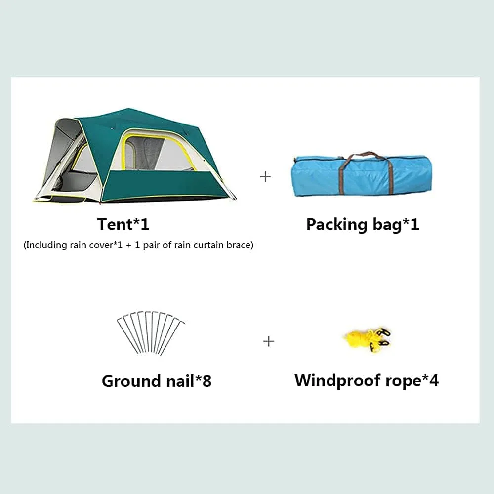 NIEH Tents Instant Pop Up Family Camping for 3-4,5-8 Persons, Dome Waterproof Sun Shelter, Backpacking with Removable Rainfly