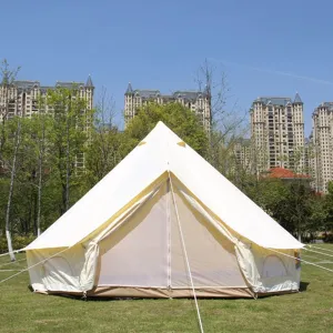 NIEH Yurt Tents Bell Tent Oxford Cloth 4-Season Pyramid Tent Family Teepee Camping Tent with Stove Hole for Outdoor Hunting Glamping
