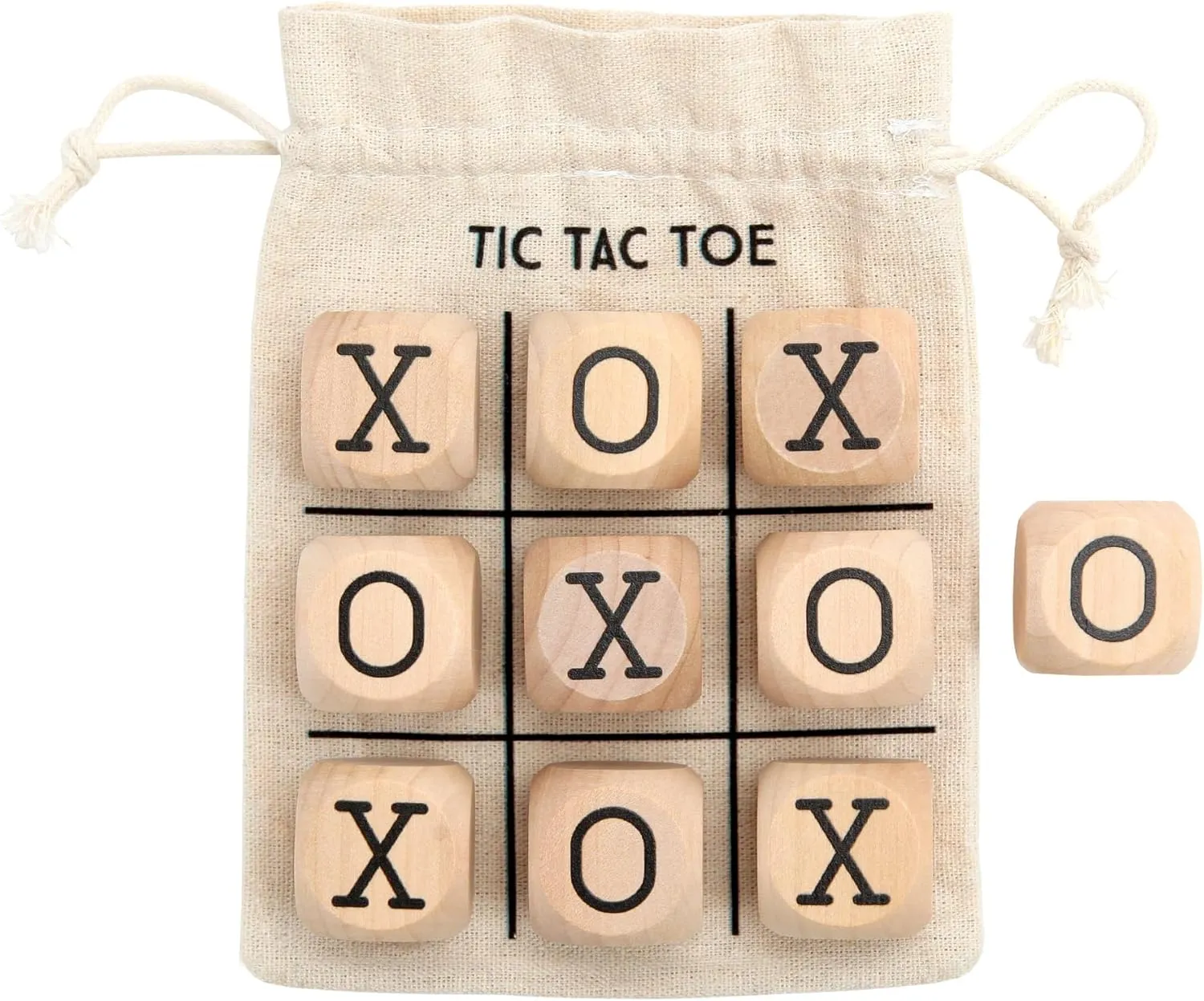 NIKKY HOME Classic Wood Tic Tac Toe Board Game with Cloth Bag Coffee Table Decor Road Trip Travel Game for Family