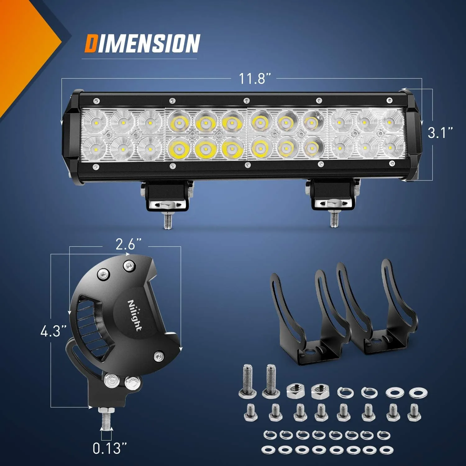 Nilight 12 Inch 72W Spot Flood Combo Led Light Bar 2Pcs 4Inch 18W Flood LED Pods Fog Lights Off Road with Wiring Harness Kit-3 Leads for Van Camper Car Pickup Golf Cart ATV UTV SUV Truck Boat 4x4